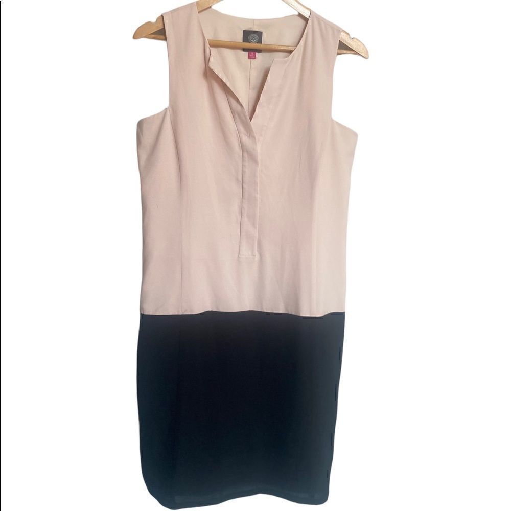 Vince Camuto Blush & Black Colorblock Shift Dress Size 8